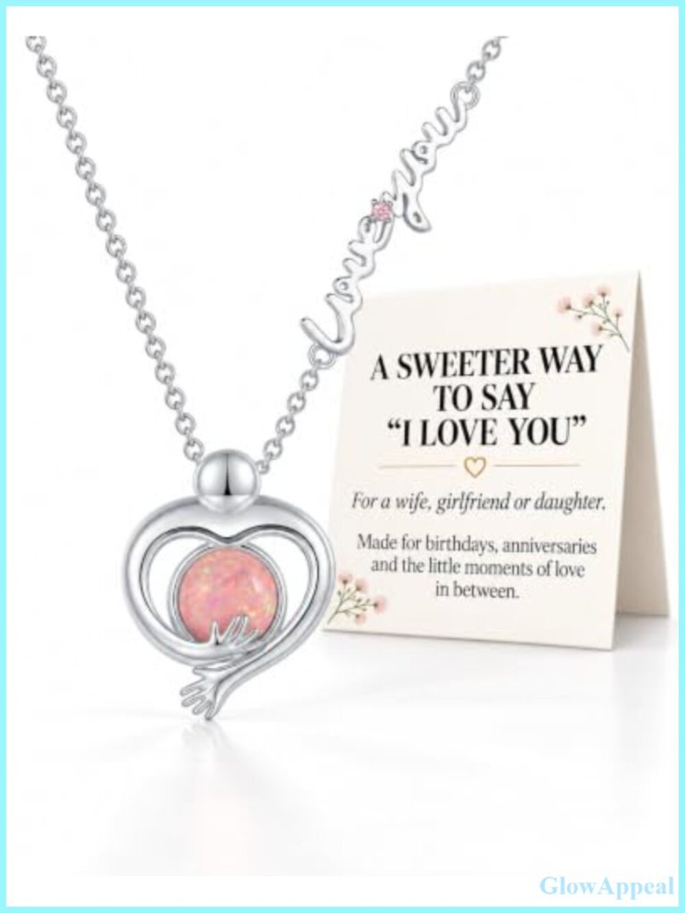 925 Sterling Silver Opal Heart Necklace for Women Message Gift